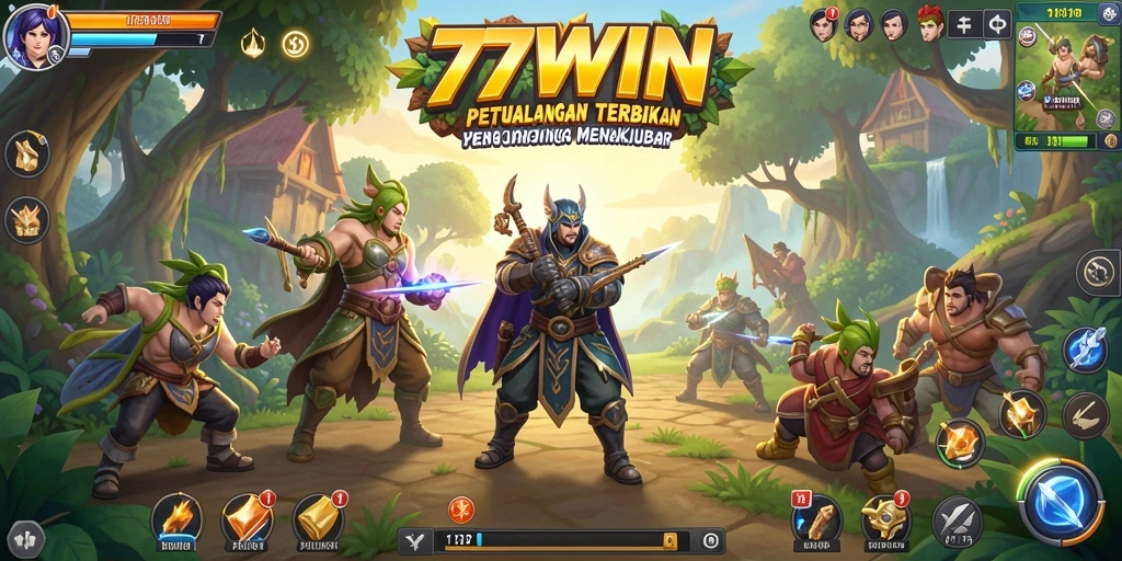 Screenshot gameplay <strong>77WIN</strong> menampilkan petualangan di dunia terbuka yang menakjubkan.