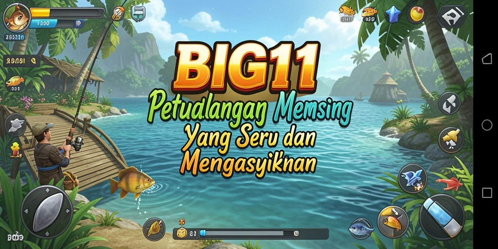 Screenshot gameplay BIG11 yang menampilkan pengalaman memancing seru.