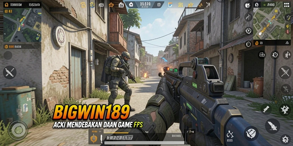 Screenshot menunjukkan aksi seru dalam pertempuran FPS BIGWIN189.