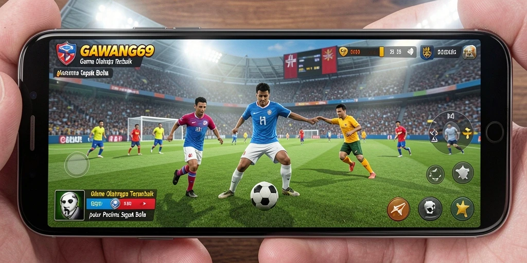 Menampilkan aksi seru dari gameplay sepak bola GAWANG69.