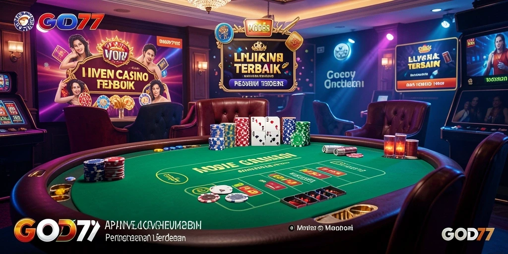 Gambar menunjukkan gameplay Live Casino yang mendebarkan di GOD77.