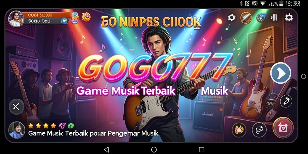 Screenshot GOGO77 menunjukkan gameplay musik yang dinamis dan interaktif.