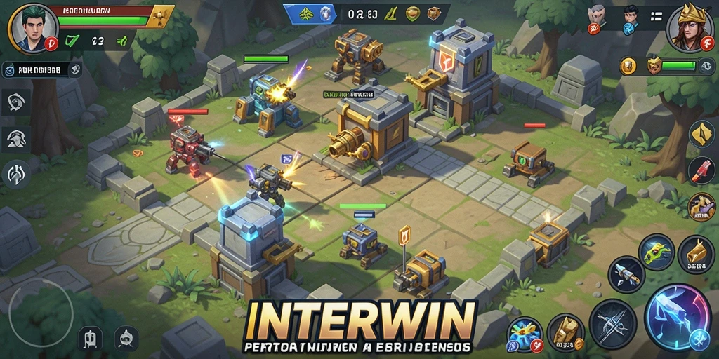 Gameplay menegangkan dalam INTERWIN dengan taktik Tower Defense.