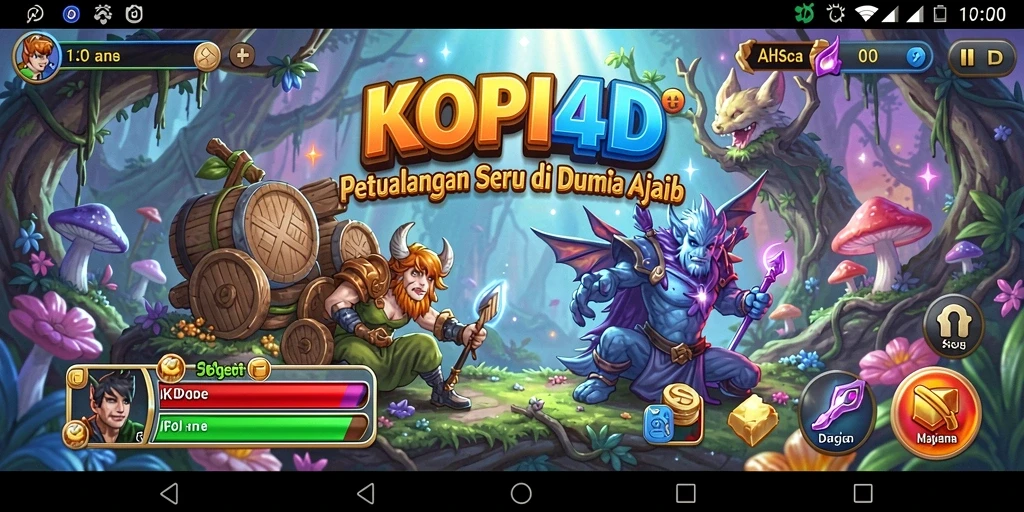 Tangkapan layar KOPI4D menampilkan pertarungan seru di dunia fantasi yang menakjubkan.
