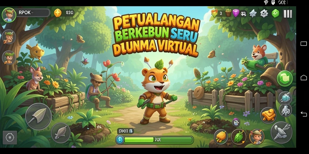 Tampilan screenshot gameplay RPOK dengan kebun yang subur.