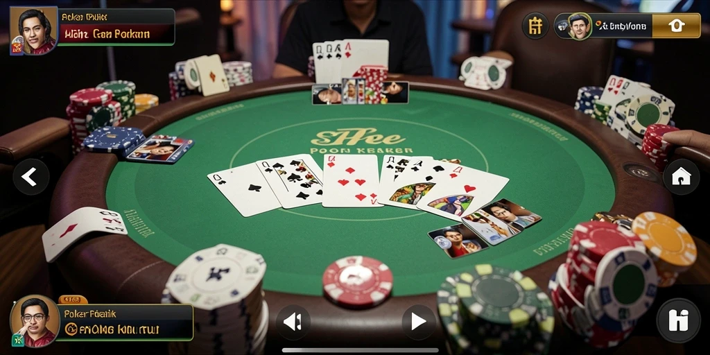 Tangkapan layar gameplay SR996 dengan suasana permainan poker yang intens.