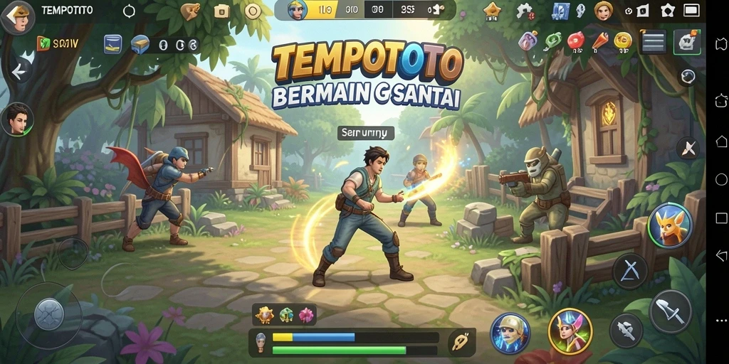 Screenshot gameplay dari TEMPOTOTO yang penuh warna dan menyenangkan.