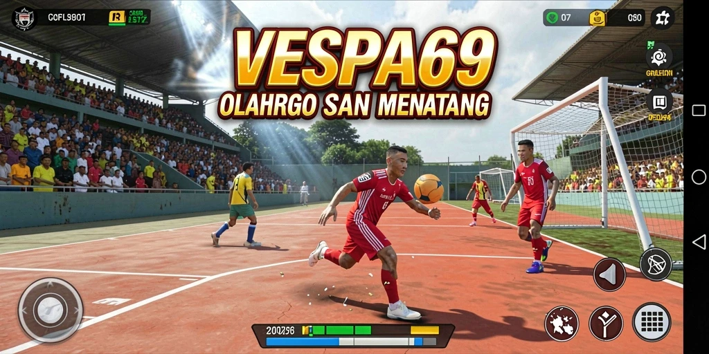 Screenshot menampilkan aksi seru dalam permainan olahraga VESPA69.